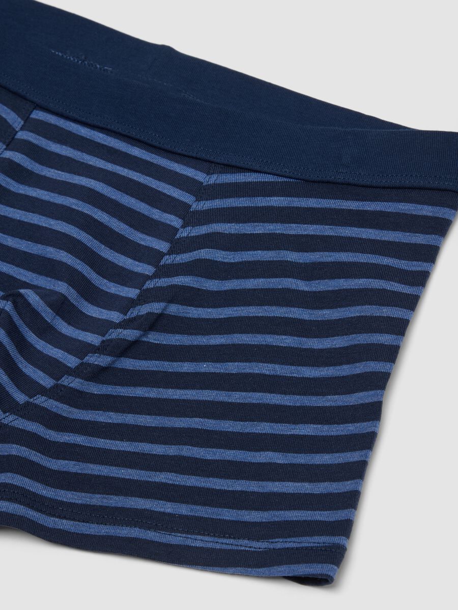 Boxer midi blu a righe in cotone organico elasticizzato per bambino_2