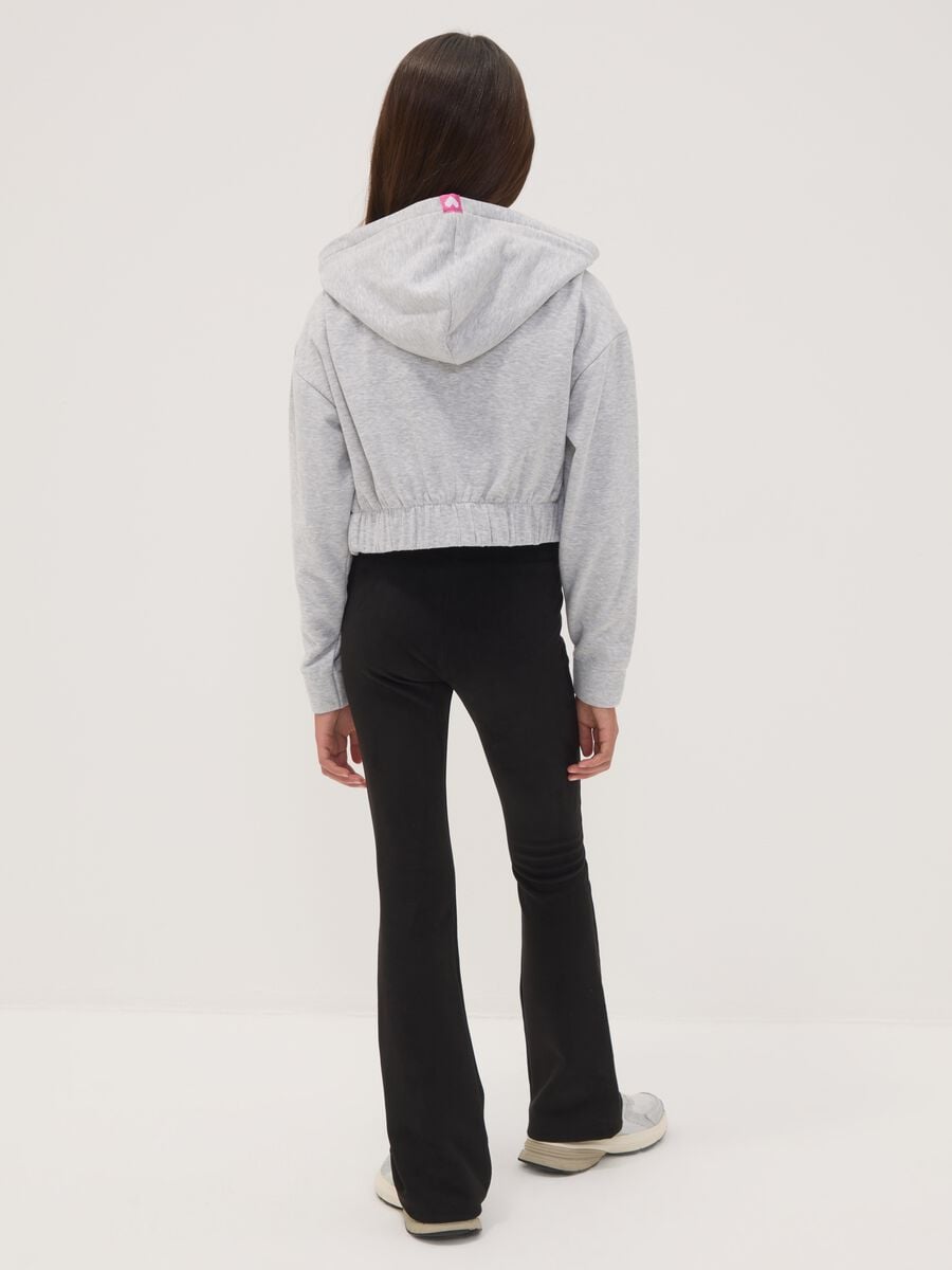 Black flared leggings in stretch fabric_1