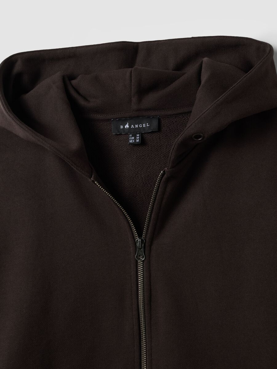 Brown cropped hoodie in pure cotton with oversized fit_6