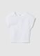 Girls' Slim Fit White Stretch Cotton T-shirt with Rhinestones_3