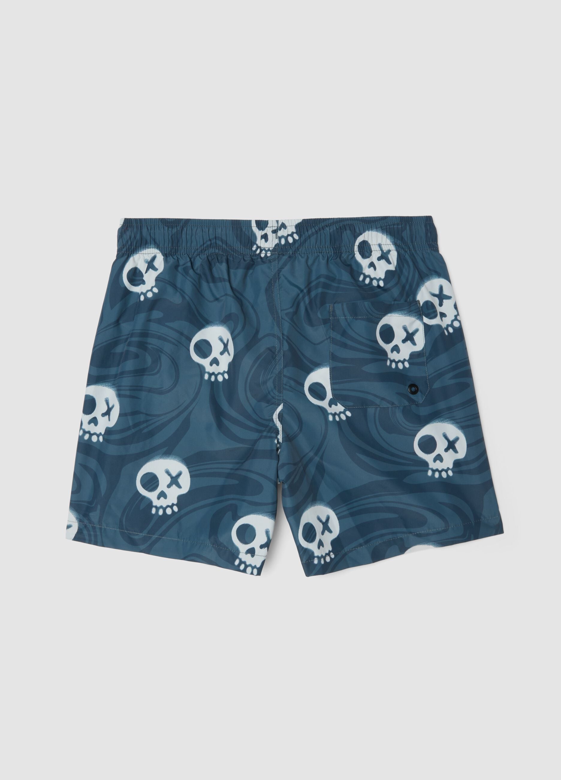 Blue skull-print swim shorts
