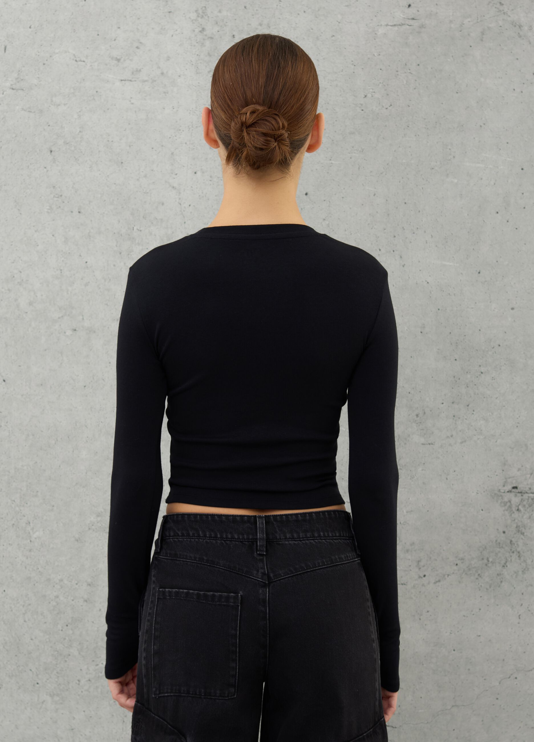 Crop Long-sleeved T-shirt Black
