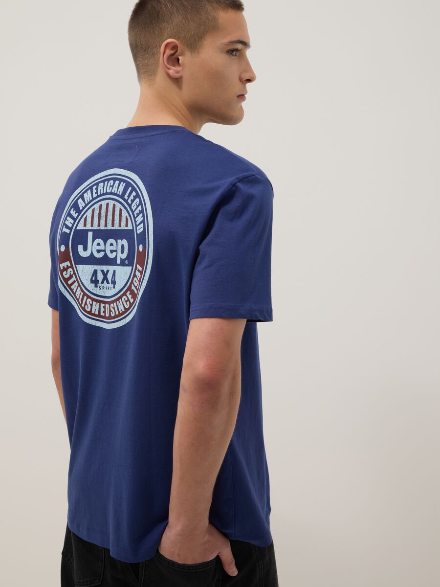 Blue pure cotton regular fit T-shirt with Jeep print_1