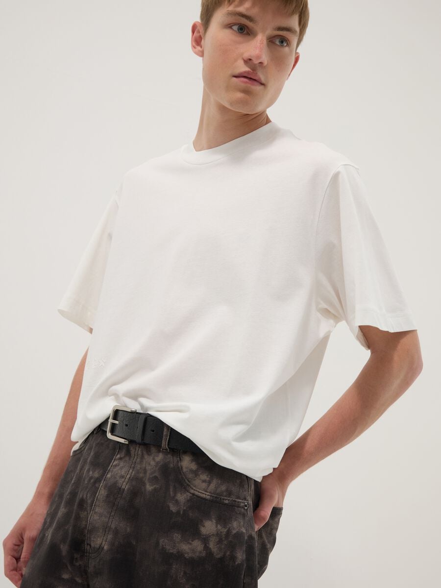 White short-sleeve T-shirt in pure cotton_0