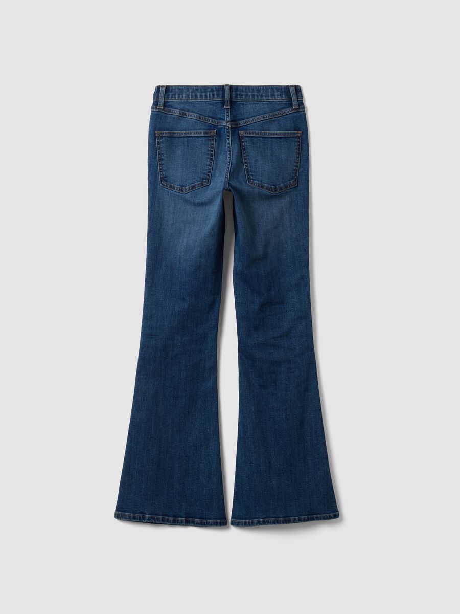 Blue stretch cotton flare jeans_6