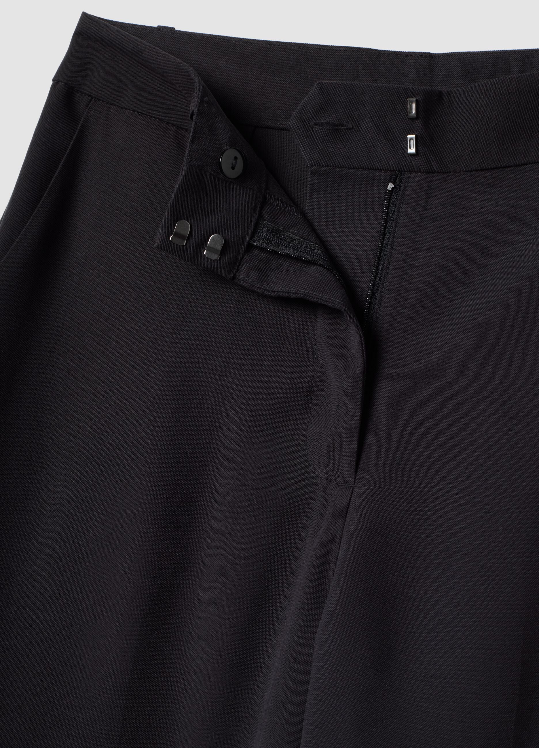 Black viscose-blend straight-leg trousers