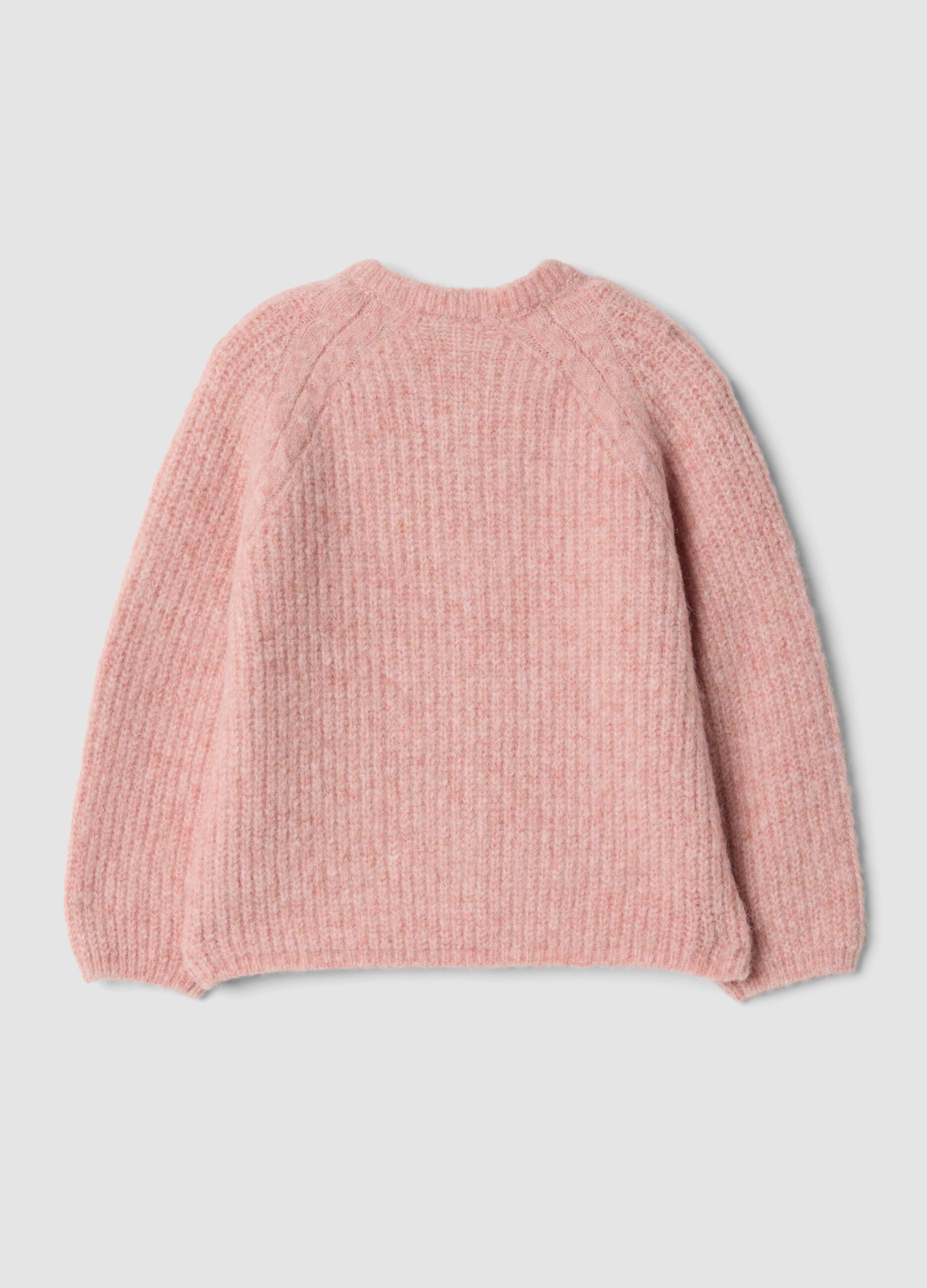 Pink oversized cardigan in stretchy viscose and wool