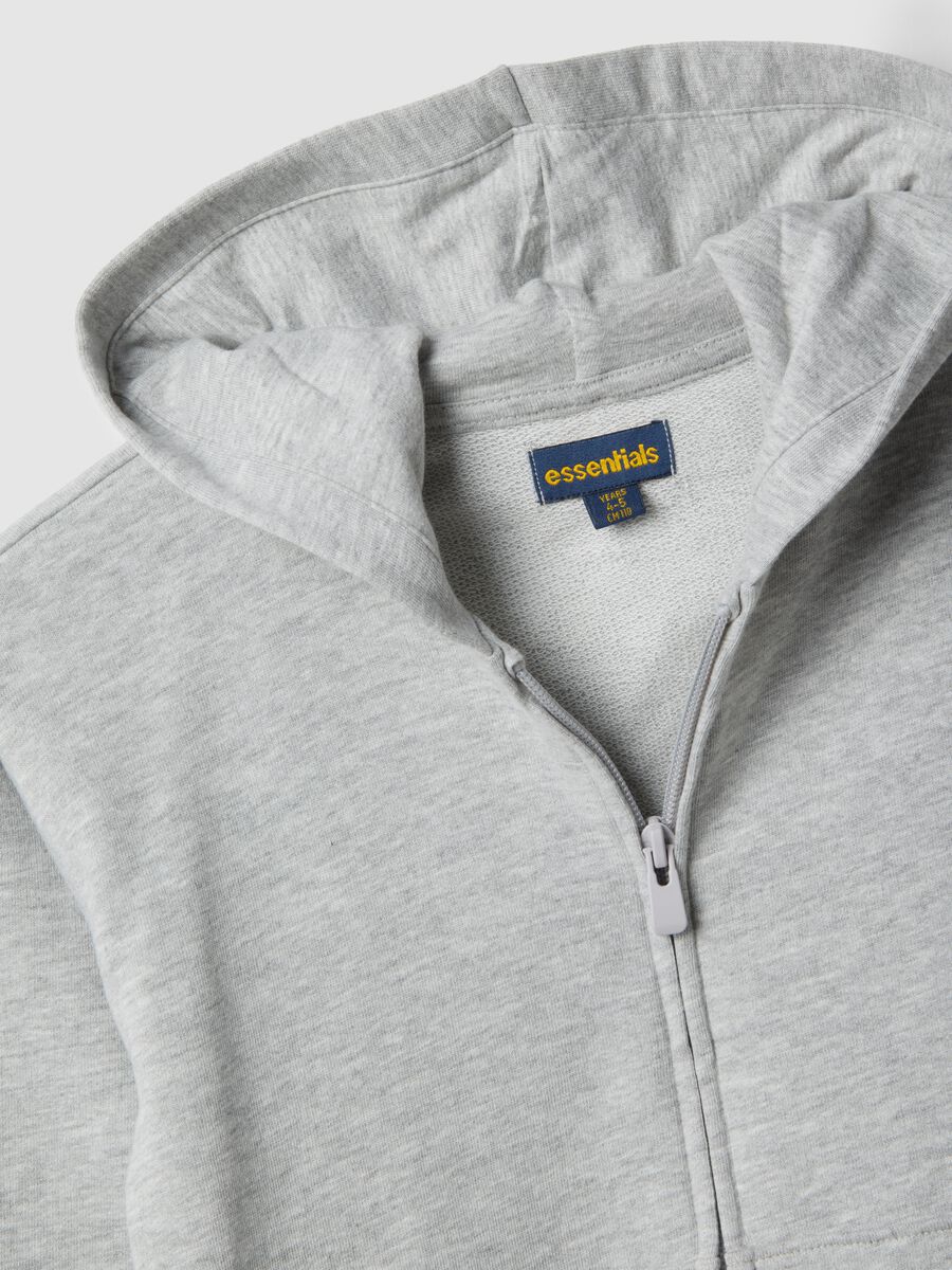 Children's grey hoodie with zip in pure cotton regular fit_2