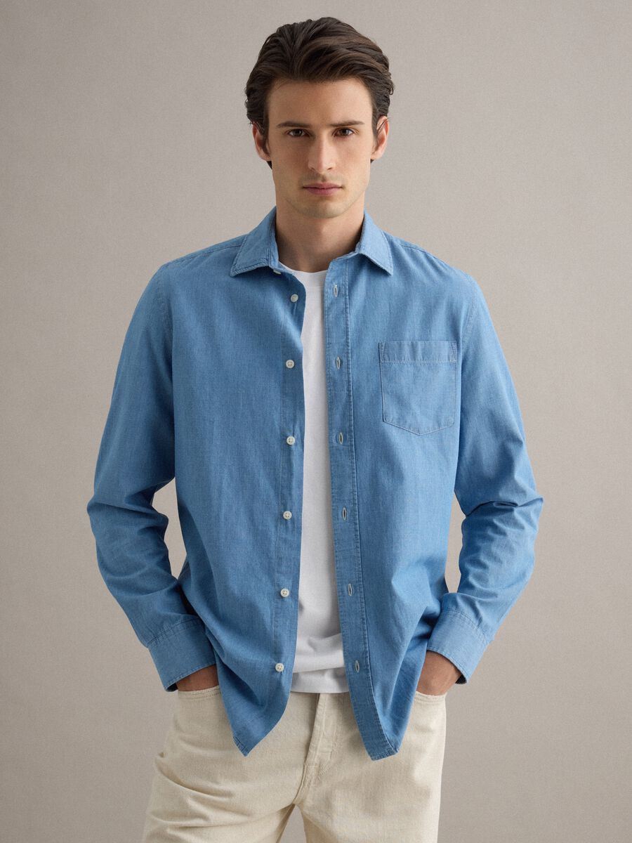 Light wash pure cotton shirt_1