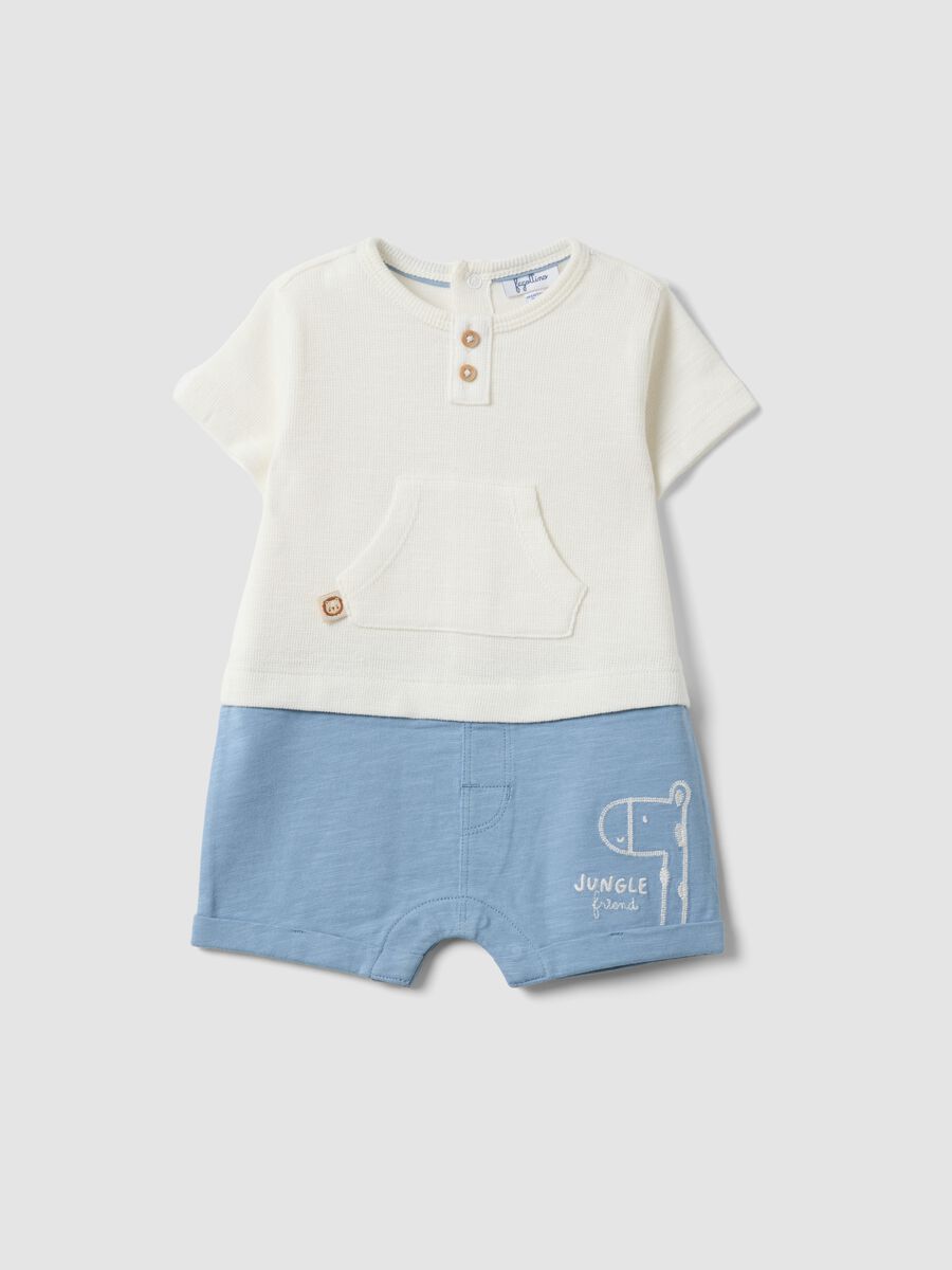 Blue and white pure cotton baby romper_0