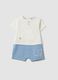 Blue and white pure cotton baby romper_0