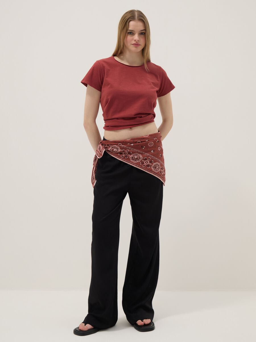 Rotes Kurzarm-T-Shirt aus reiner Baumwolle, Regular Fit_1