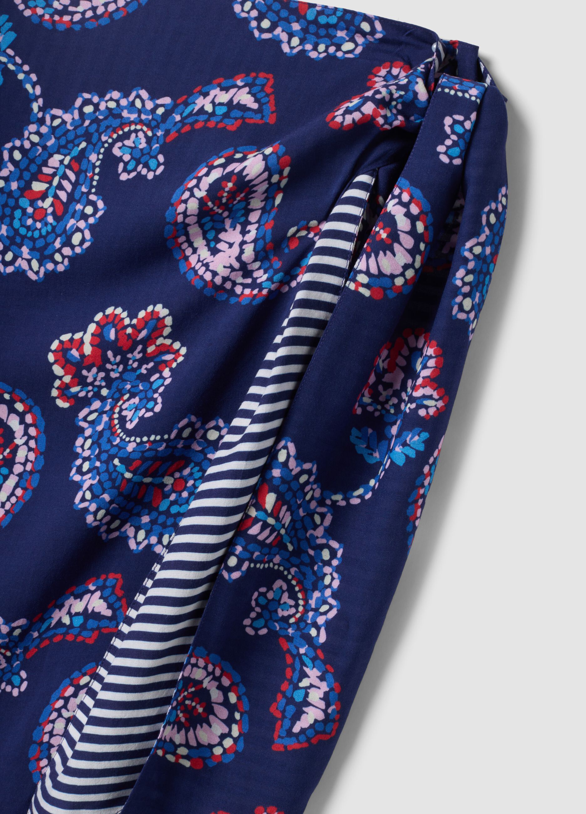 Blue pure viscose pareo with paisley print