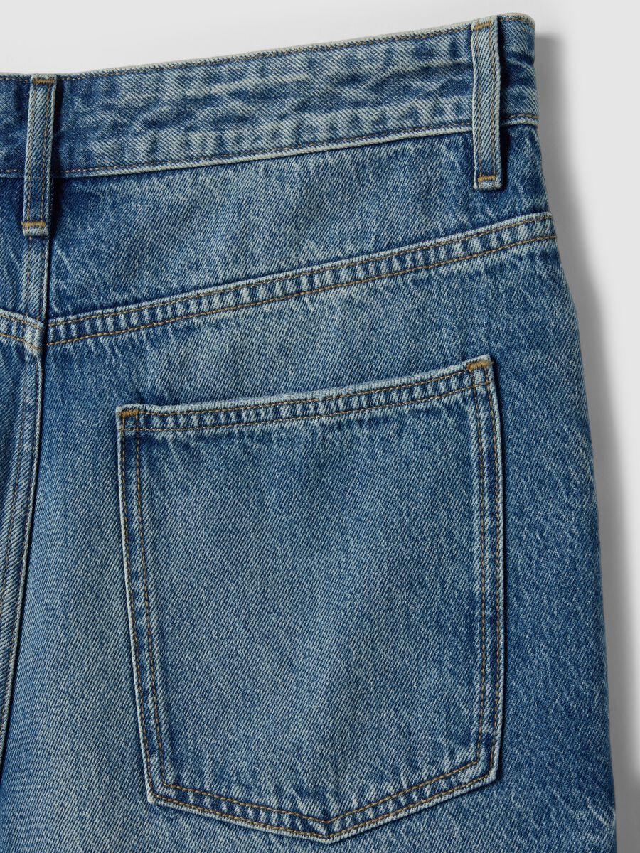 Blue pure cotton baggy denim shorts_5