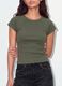 Gr&uuml;nes, figurbetontes T-Shirt aus geripptem Stretch-Baumwollstoff mit Nieten_3