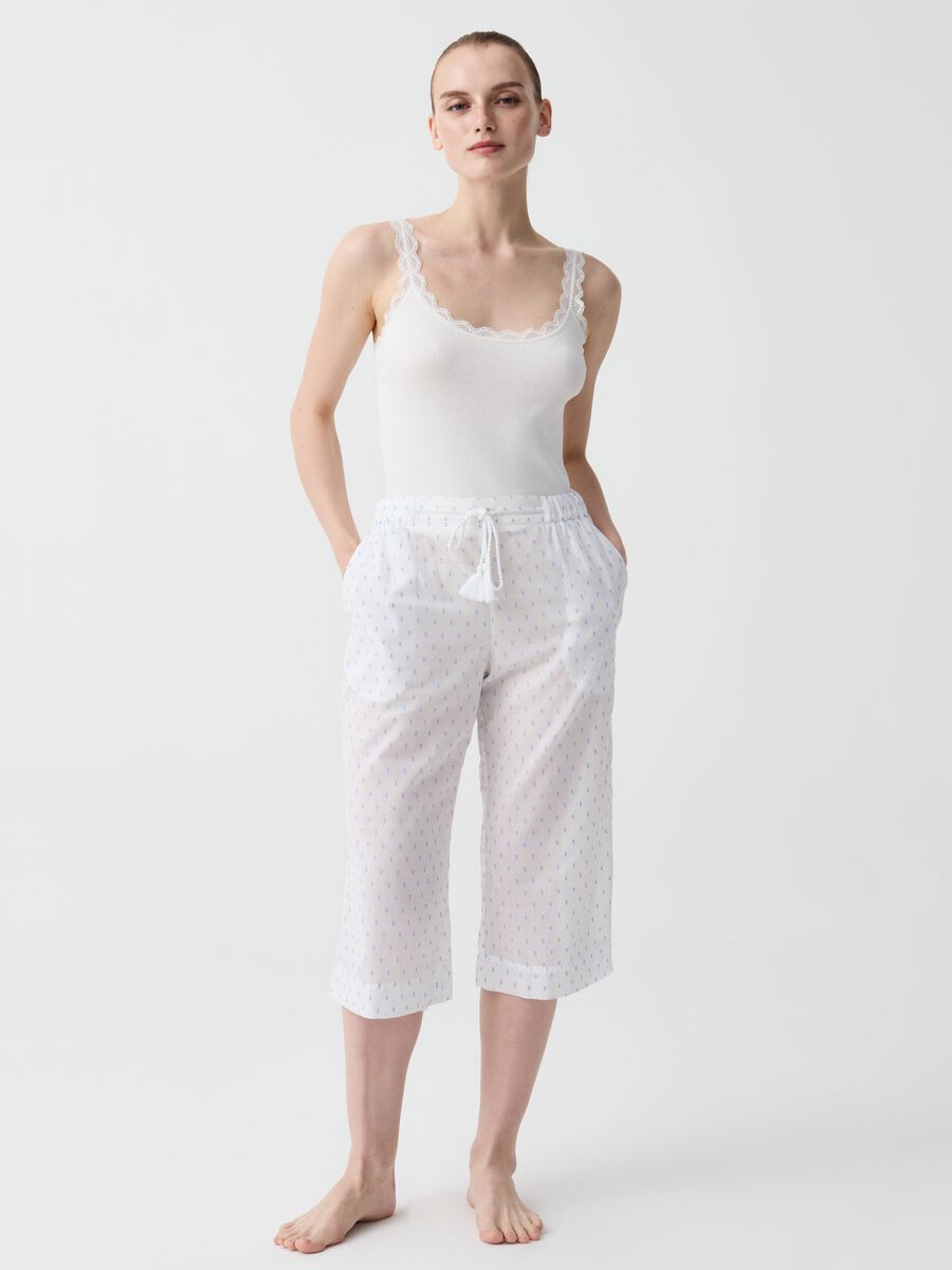 Capri pyjama trousers in cotton dobby_0
