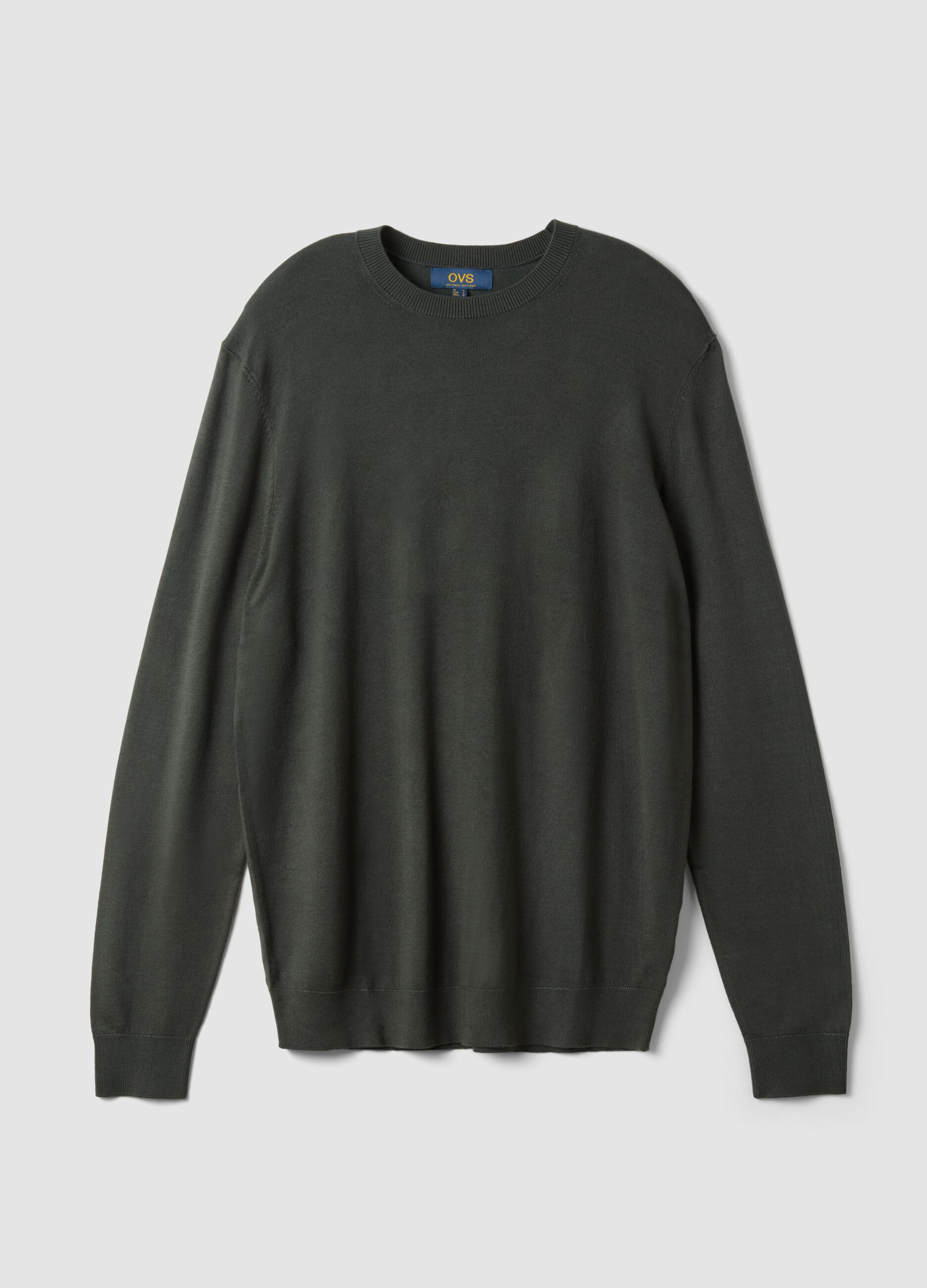 Green crew-neck jumper in viscose blend, regular fit