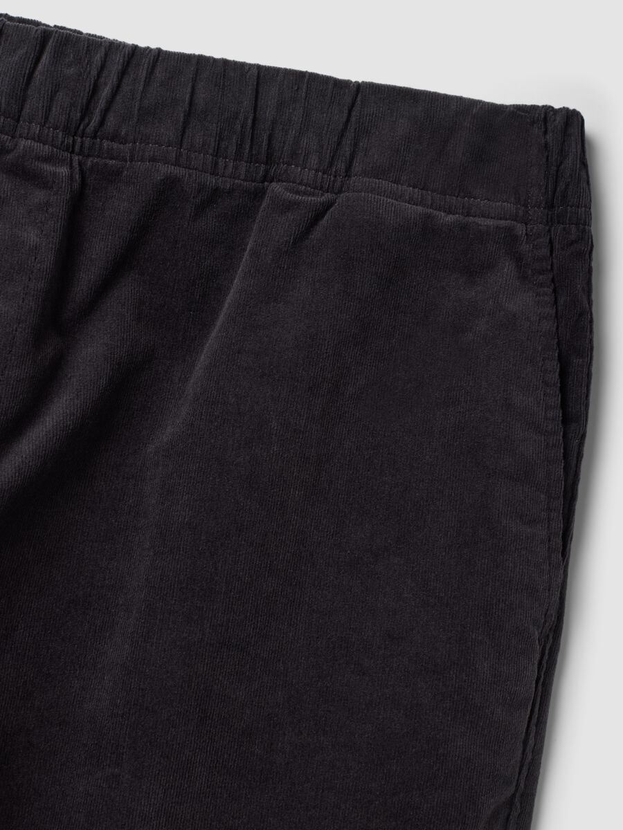 Pantaloni blu in cotone elasticizzato wide leg_1
