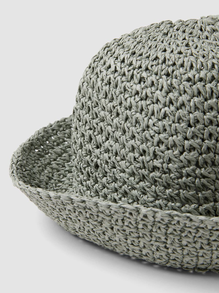 Green bucket hat in pure paper fabric_2