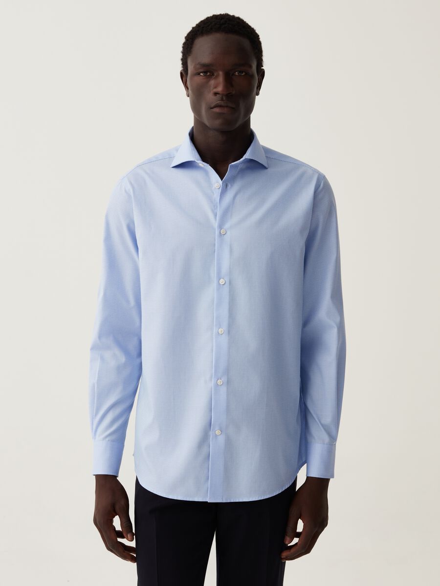Regular-fit no-iron shirt with micro check pattern_1