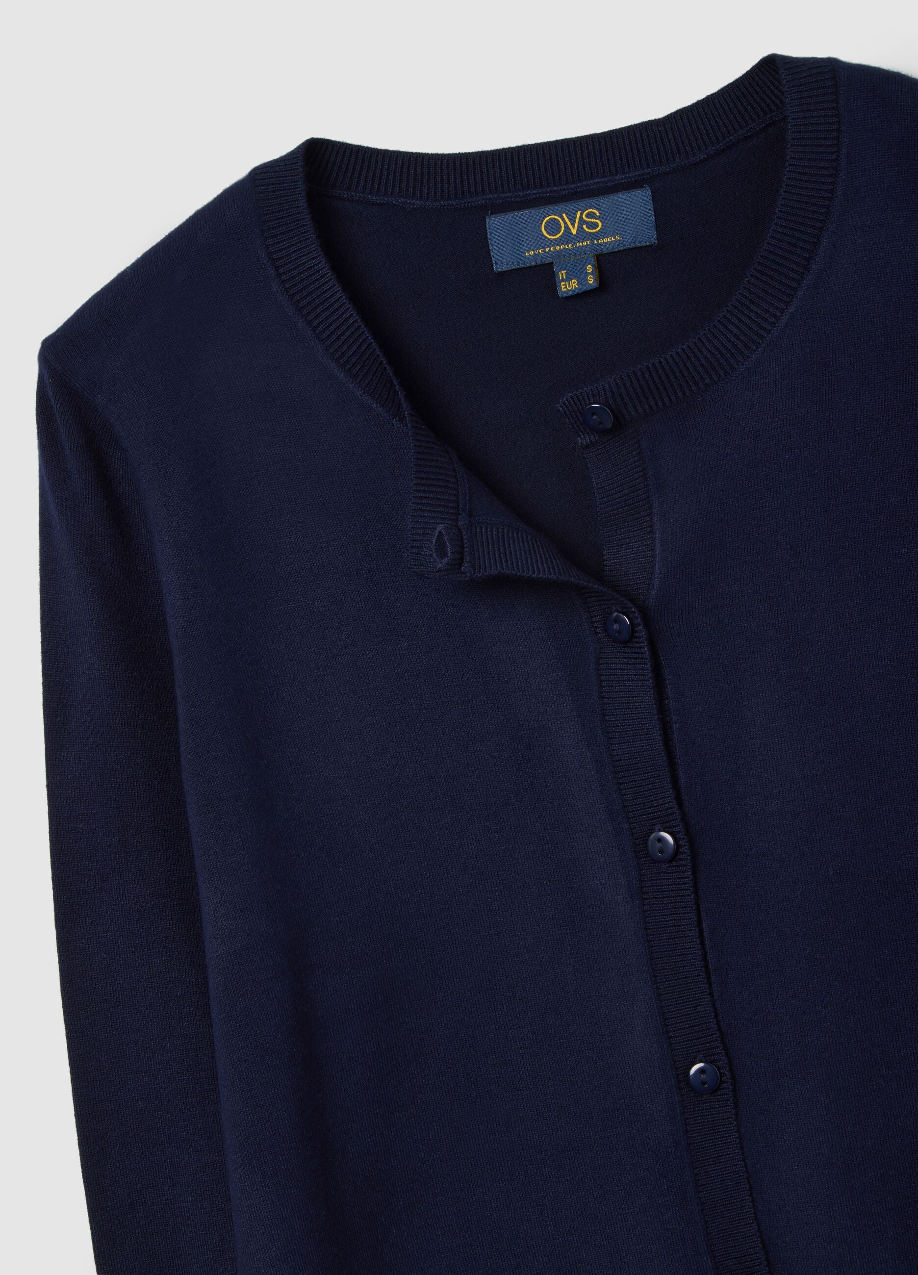 Regular-Fit blauer Cardigan mit Kn&ouml;pfen