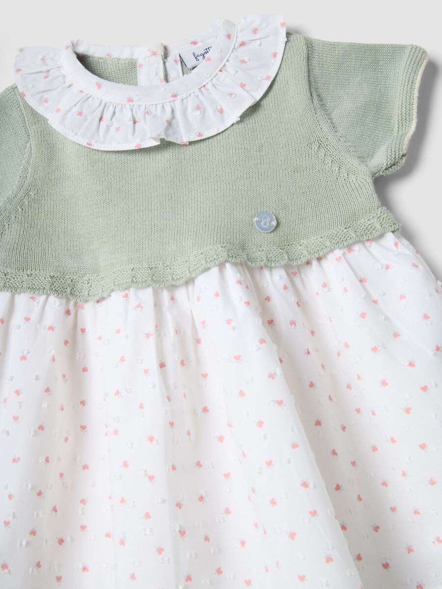 Baby girl's multicolour pure cotton dress with ruffle collar_2