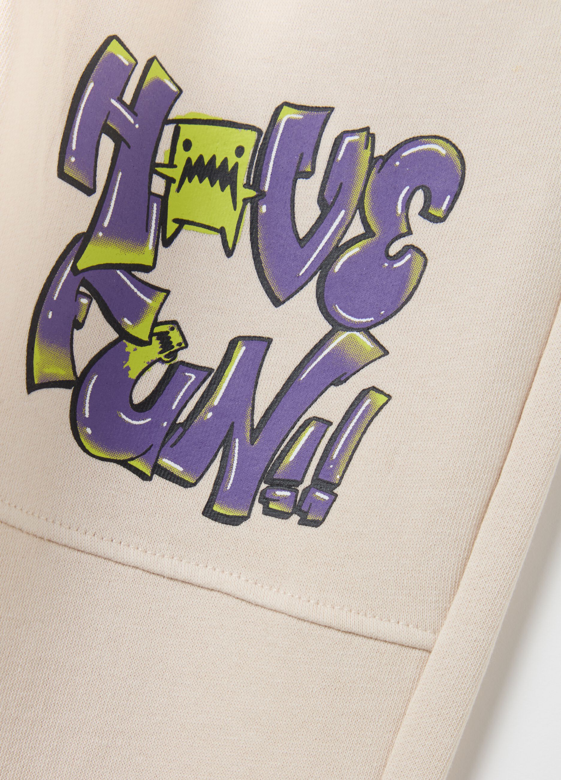 Cotton joggers with drawstring and print