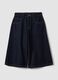 Blue denim wide-leg Bermuda shorts in cotton and lyocell blend_4