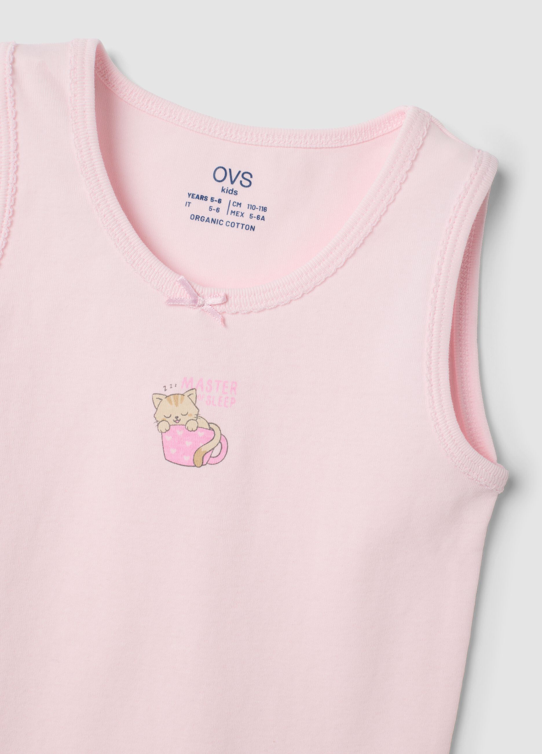 2-pack girls&rsquo; pink and white organic cotton vests