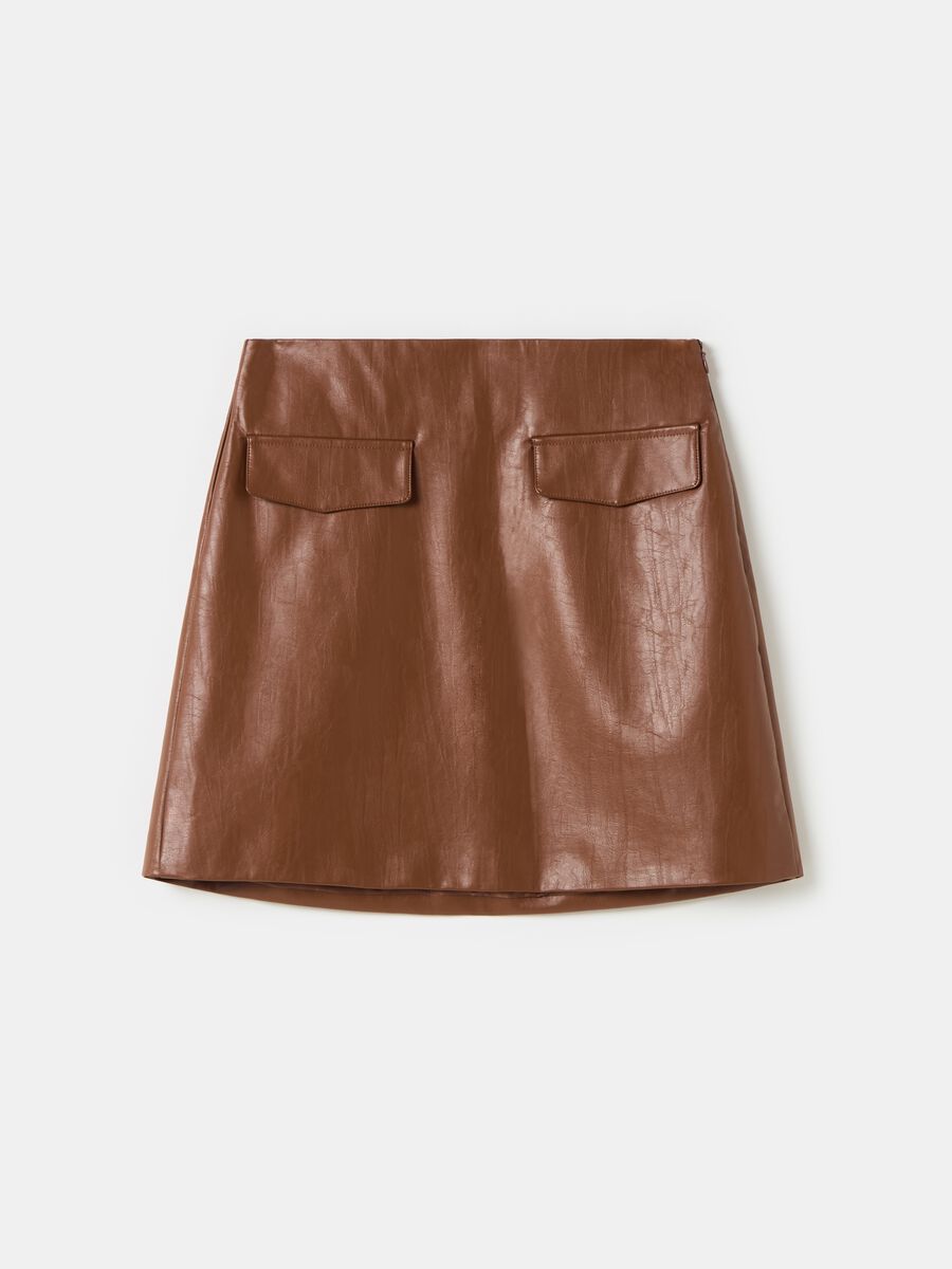 Vintage-effect faux leather miniskirt_3