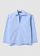 Blue striped pure cotton poplin shirt with V-neck_4