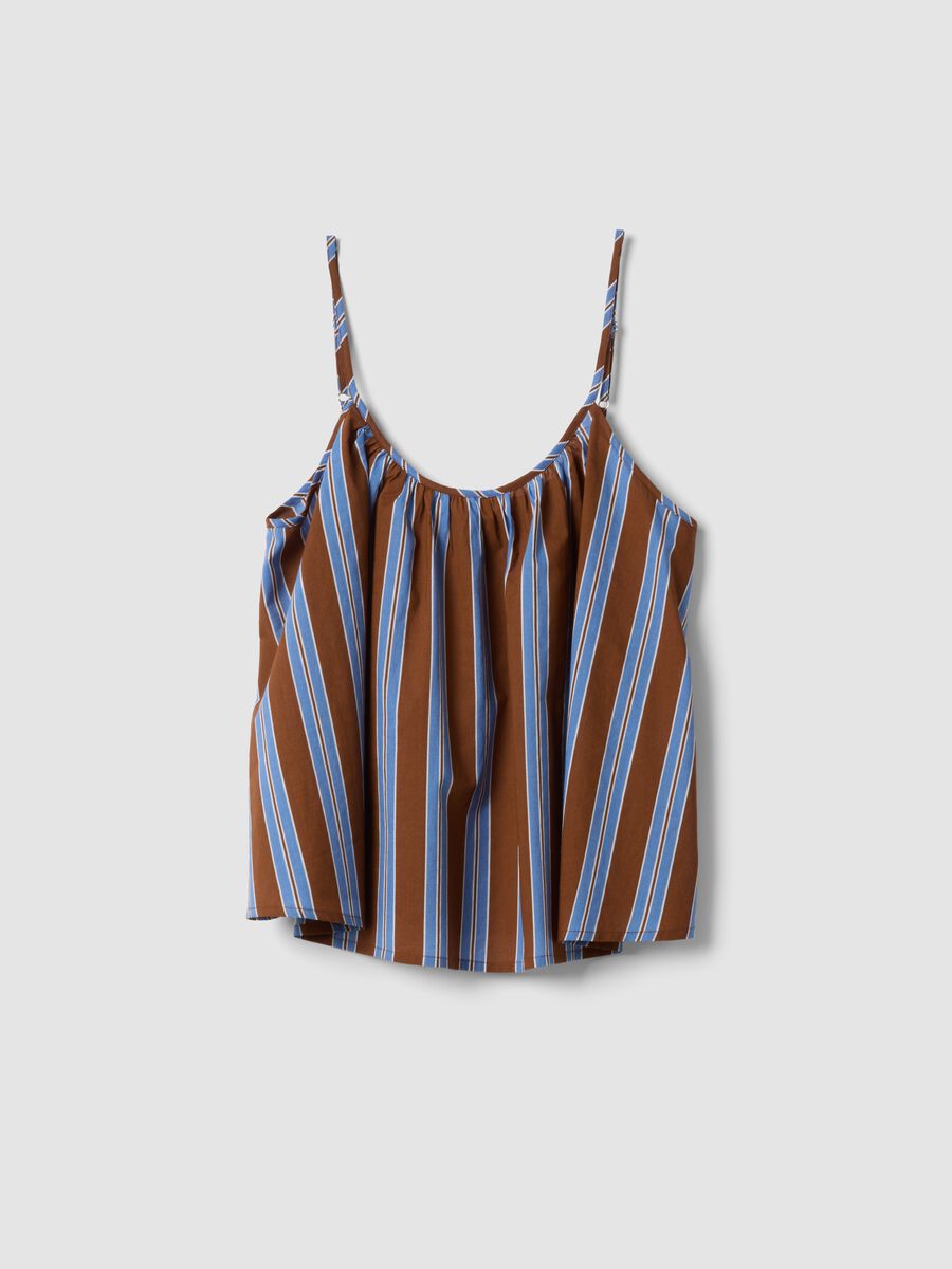 Brown striped pure cotton top_4