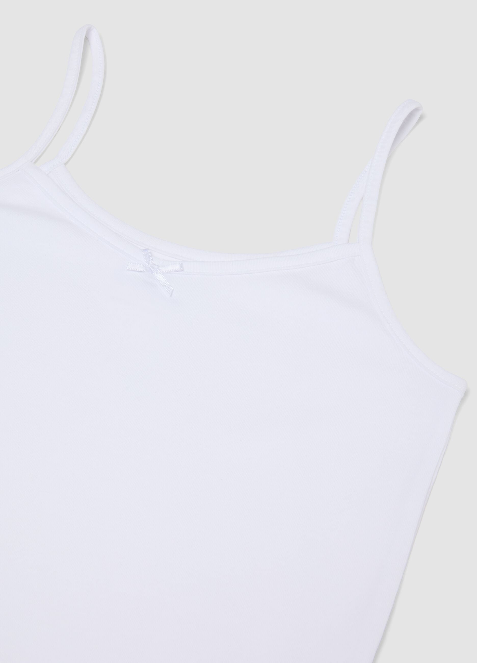 Bipack di canotte bianche in cotone organico elasticizzato per bambina