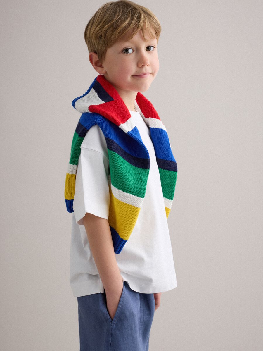 White pure cotton oversized fit children's t-shirt_0