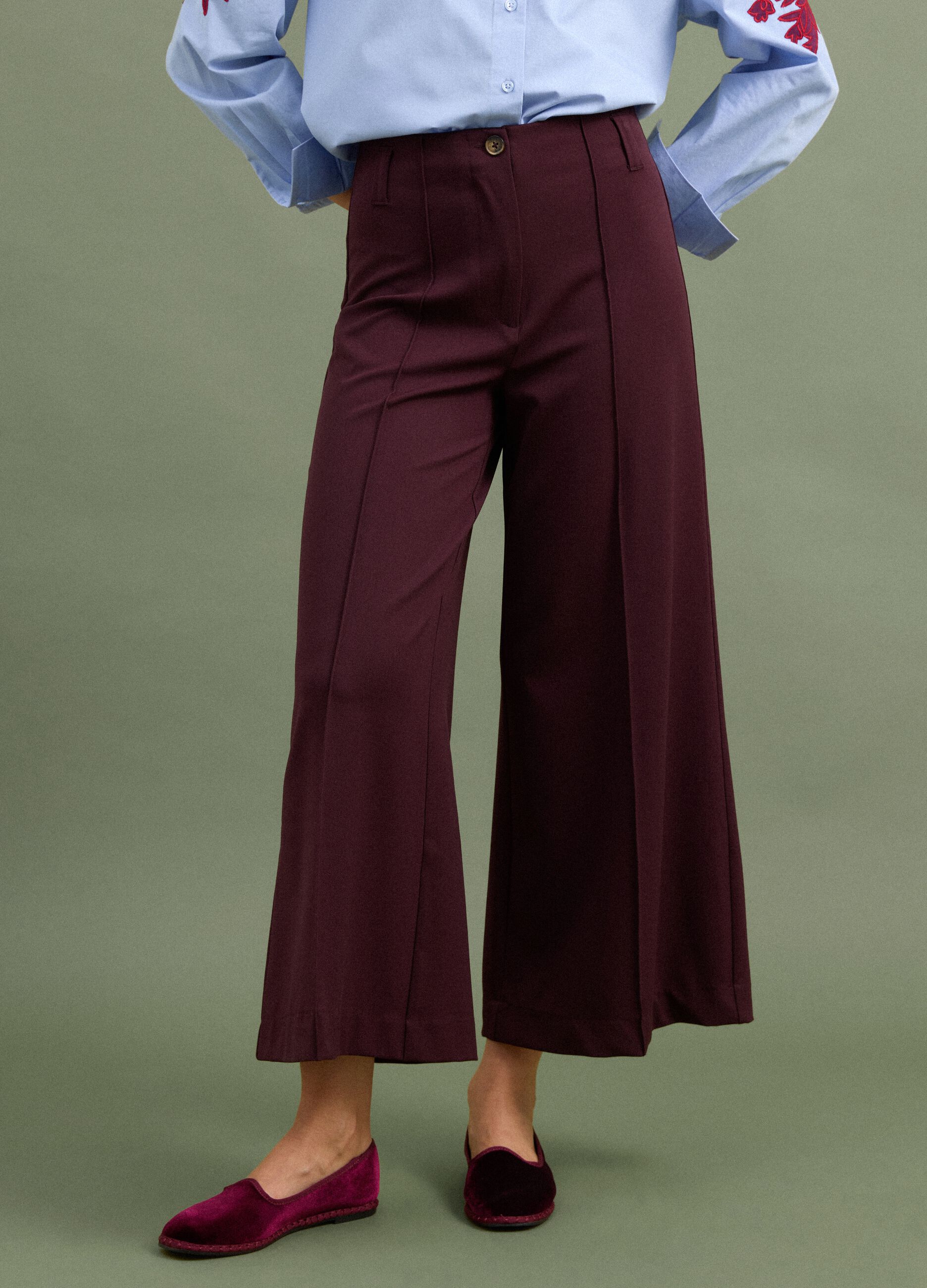 Purple wide-leg chino trousers in stretch viscose