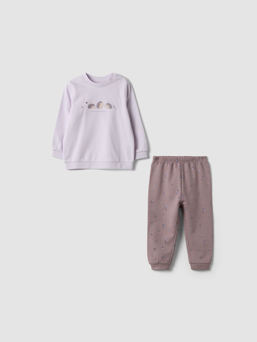 Purple pure organic cotton crew-neck pyjamas_0