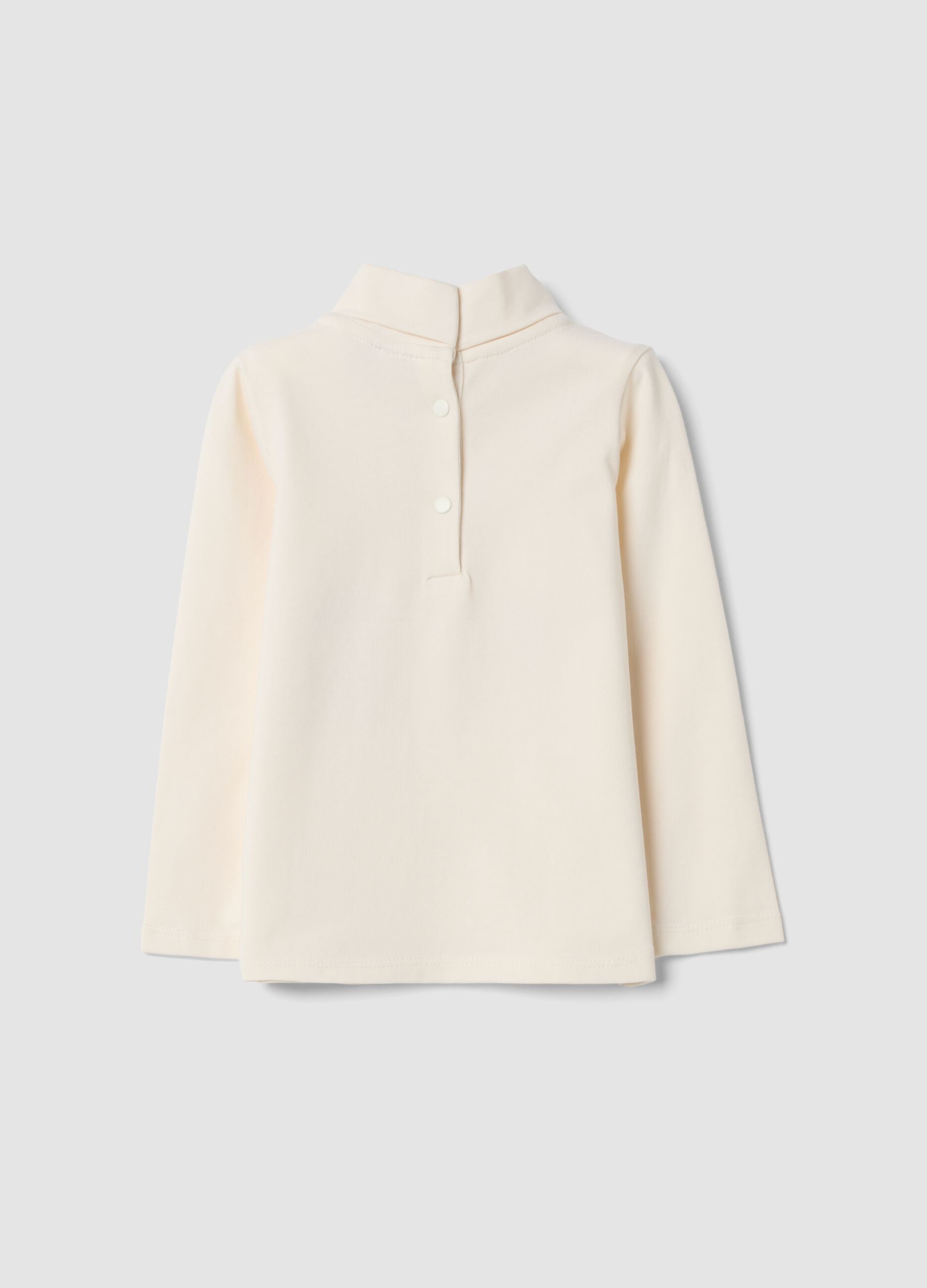Maglietta bianca in cotone organico elasticizzato con stampa regular fit
