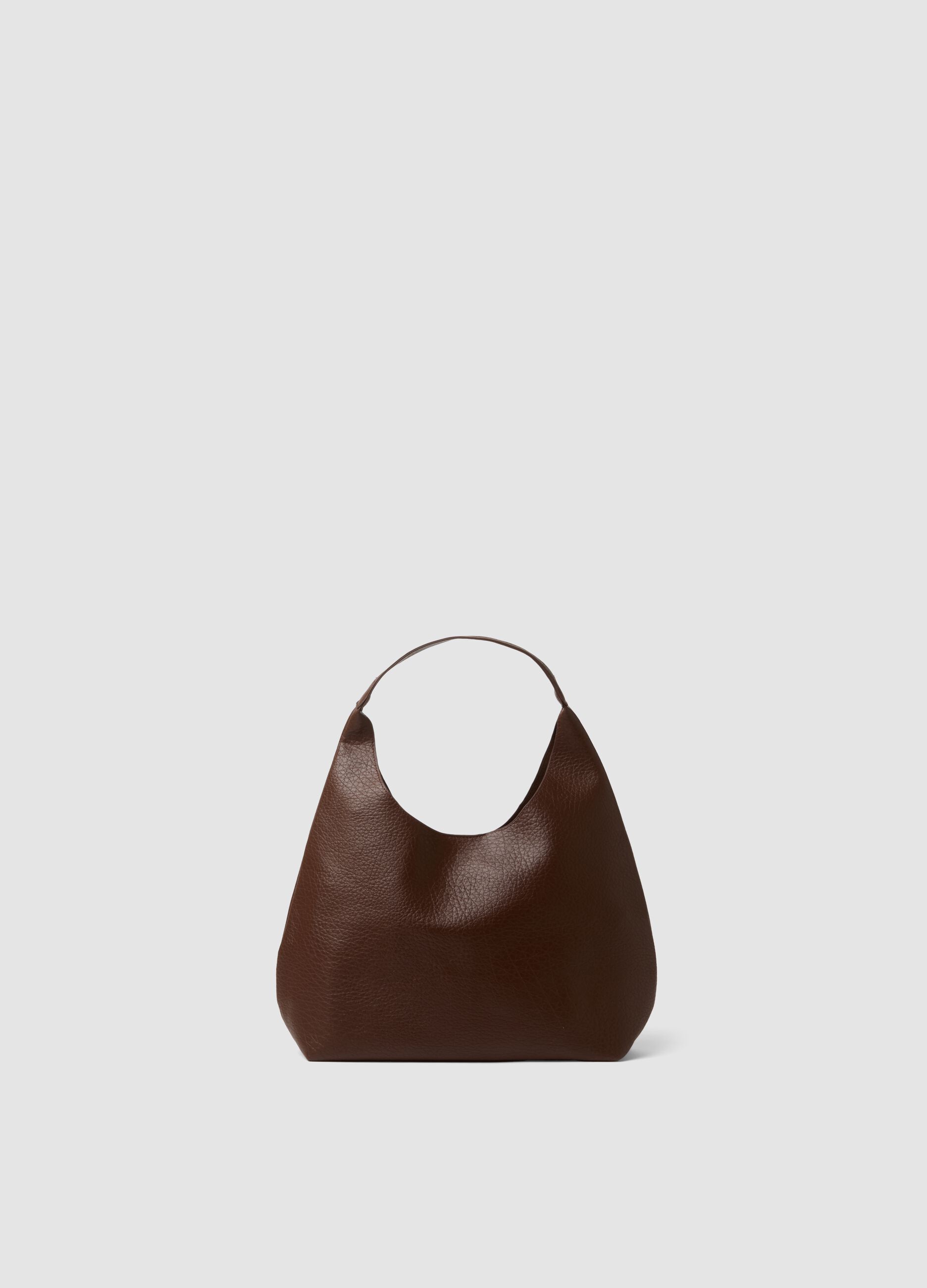 Brown hammered-effect shoulder bag with pouch