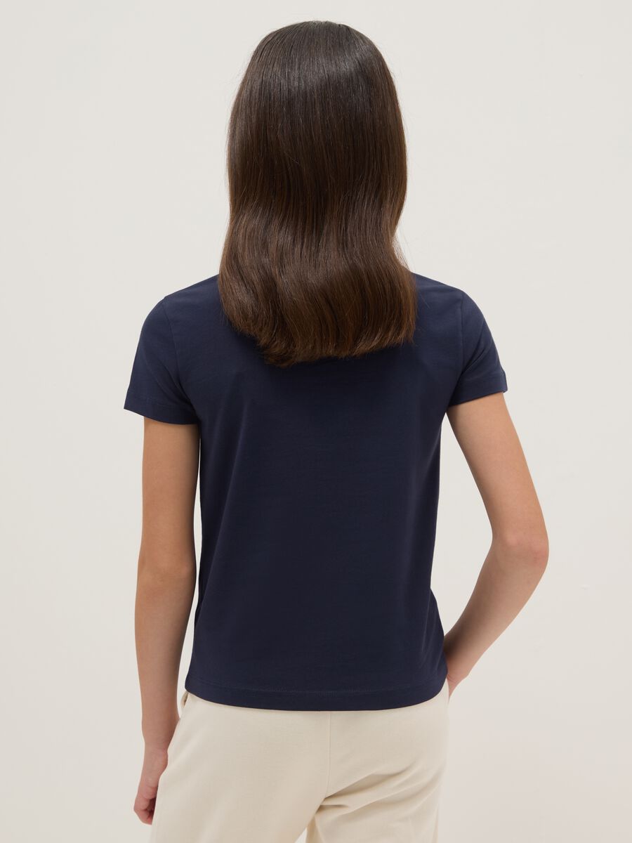 Girls' blue cotton blend T-shirt regular fit_1