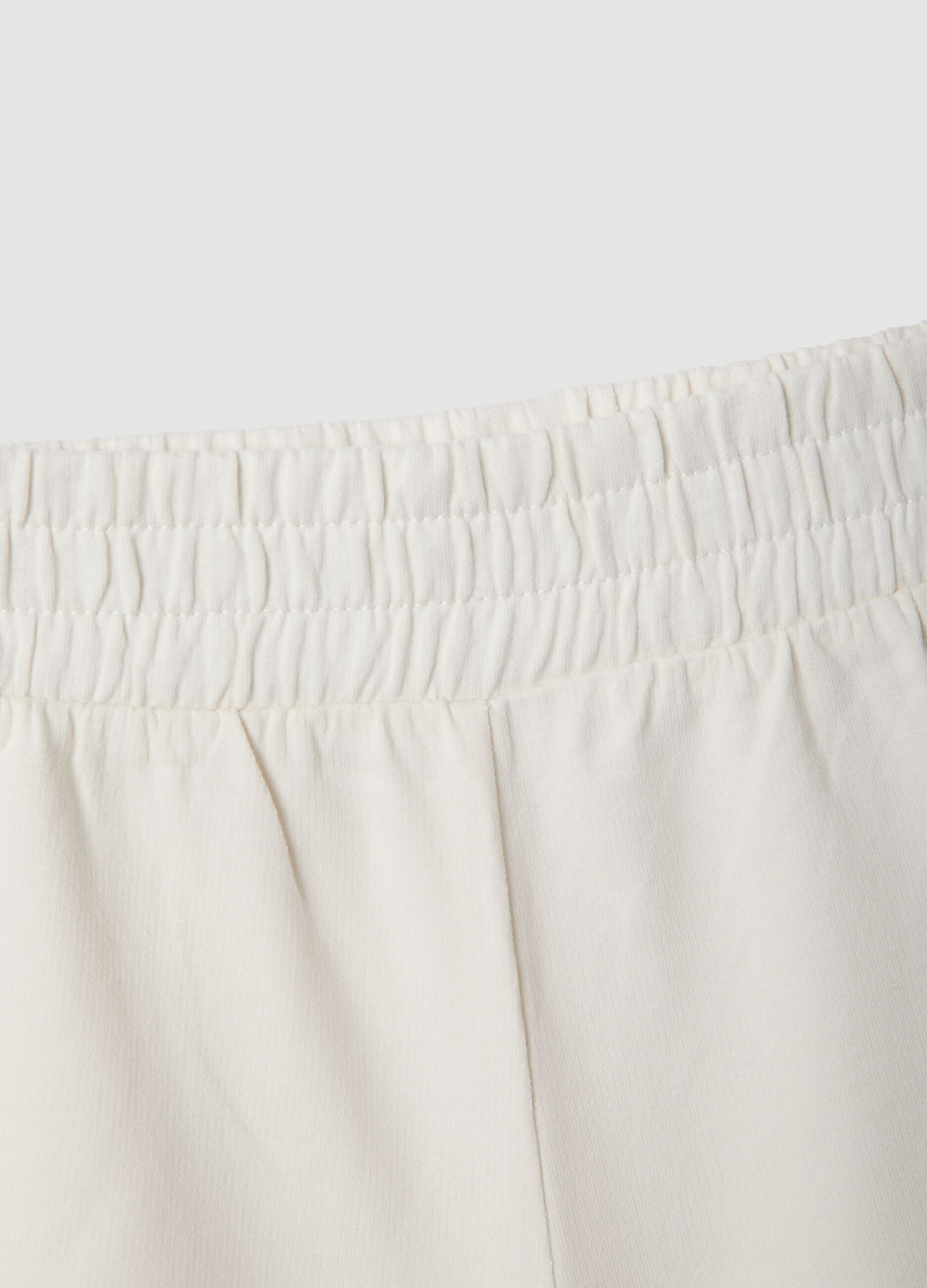 Girls&rsquo; white pure cotton shorts with elasticated waist