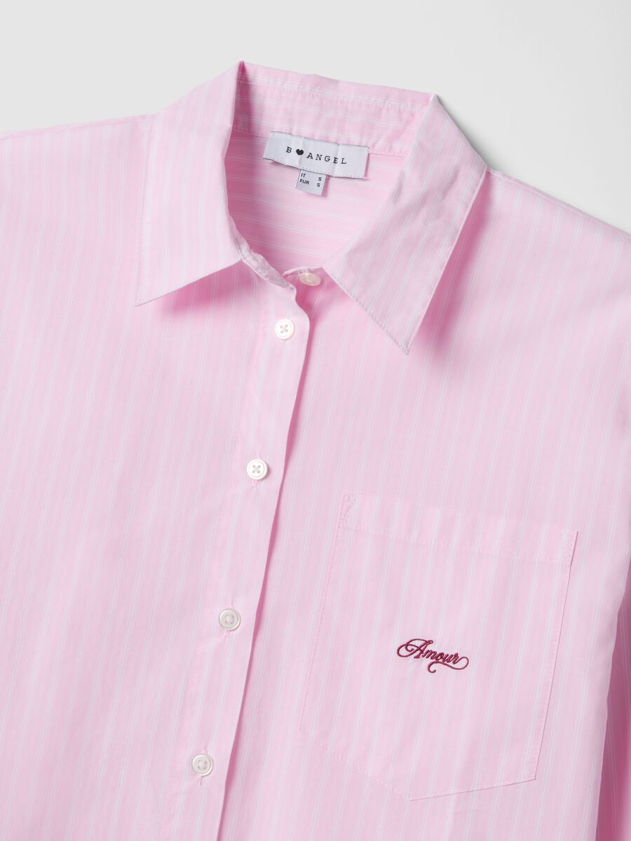 Pink striped pure cotton regular fit shirt_5