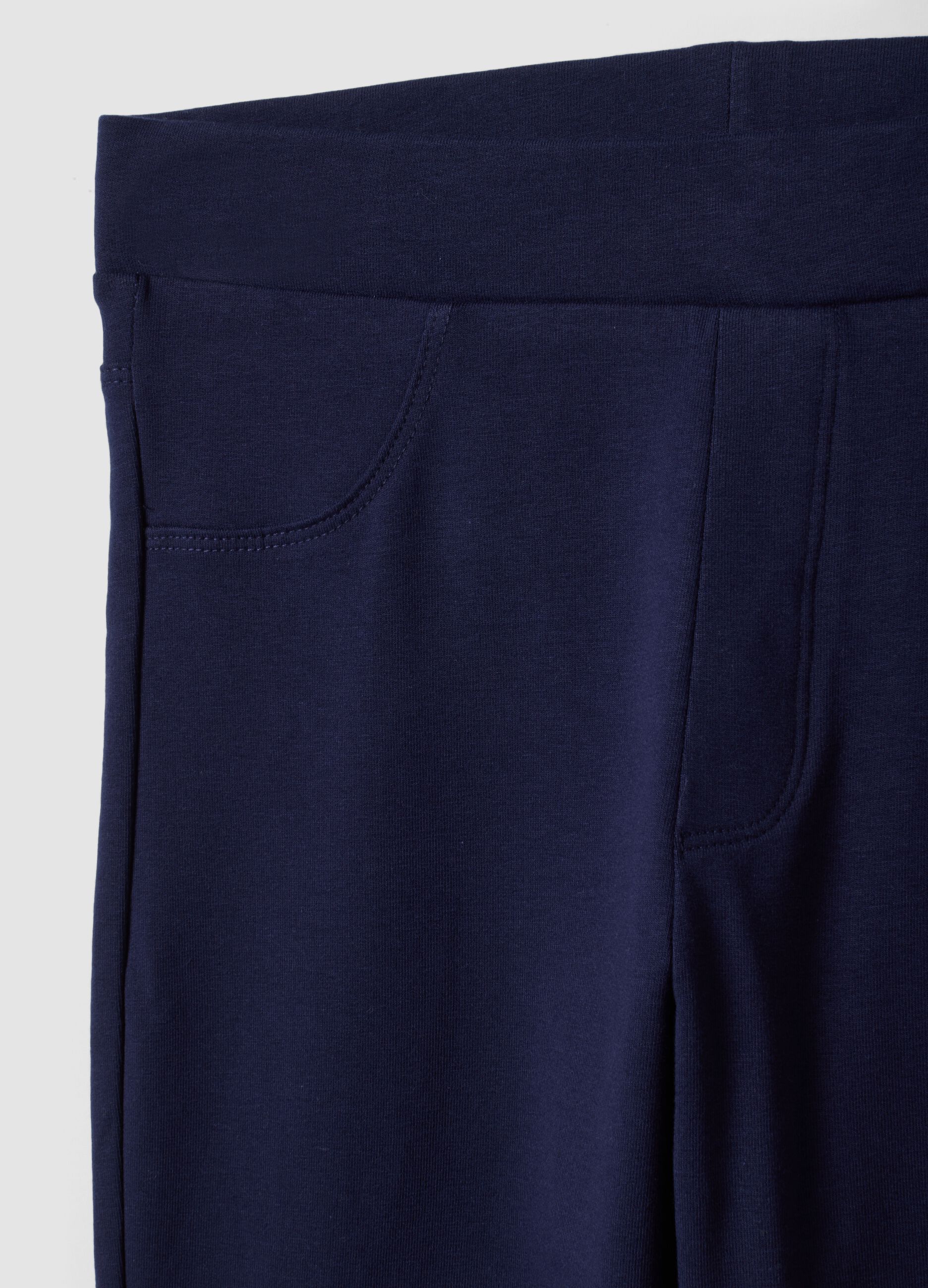 Girls&rsquo; blue slim-fit stretch organic cotton trousers