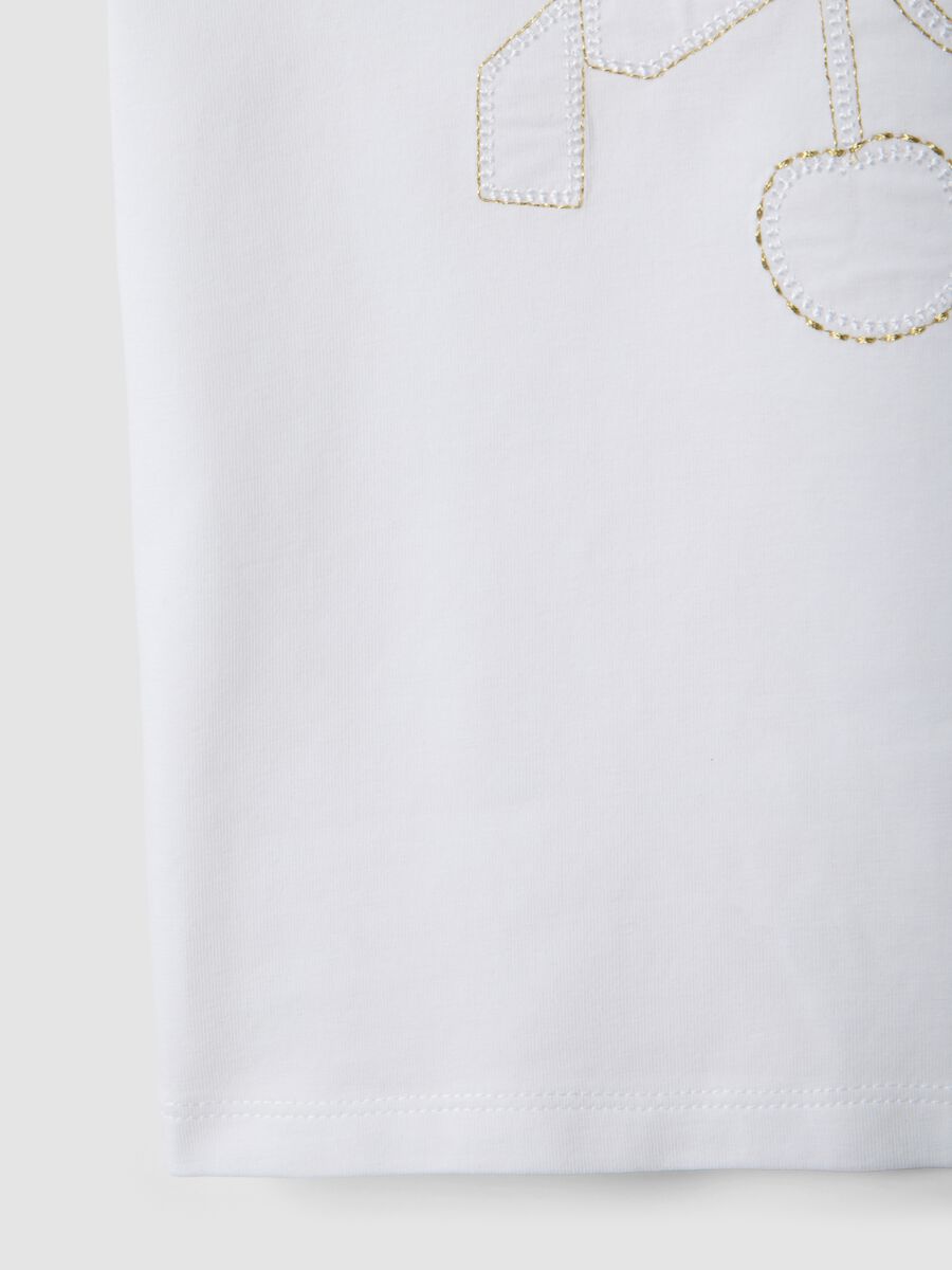 White stretch cotton girl's T-shirt regular fit_3