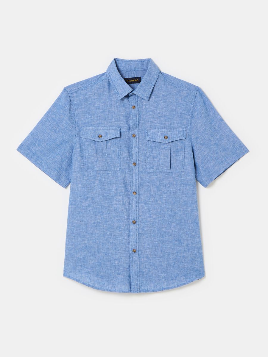 Short-sleeved shirt in chambray_3