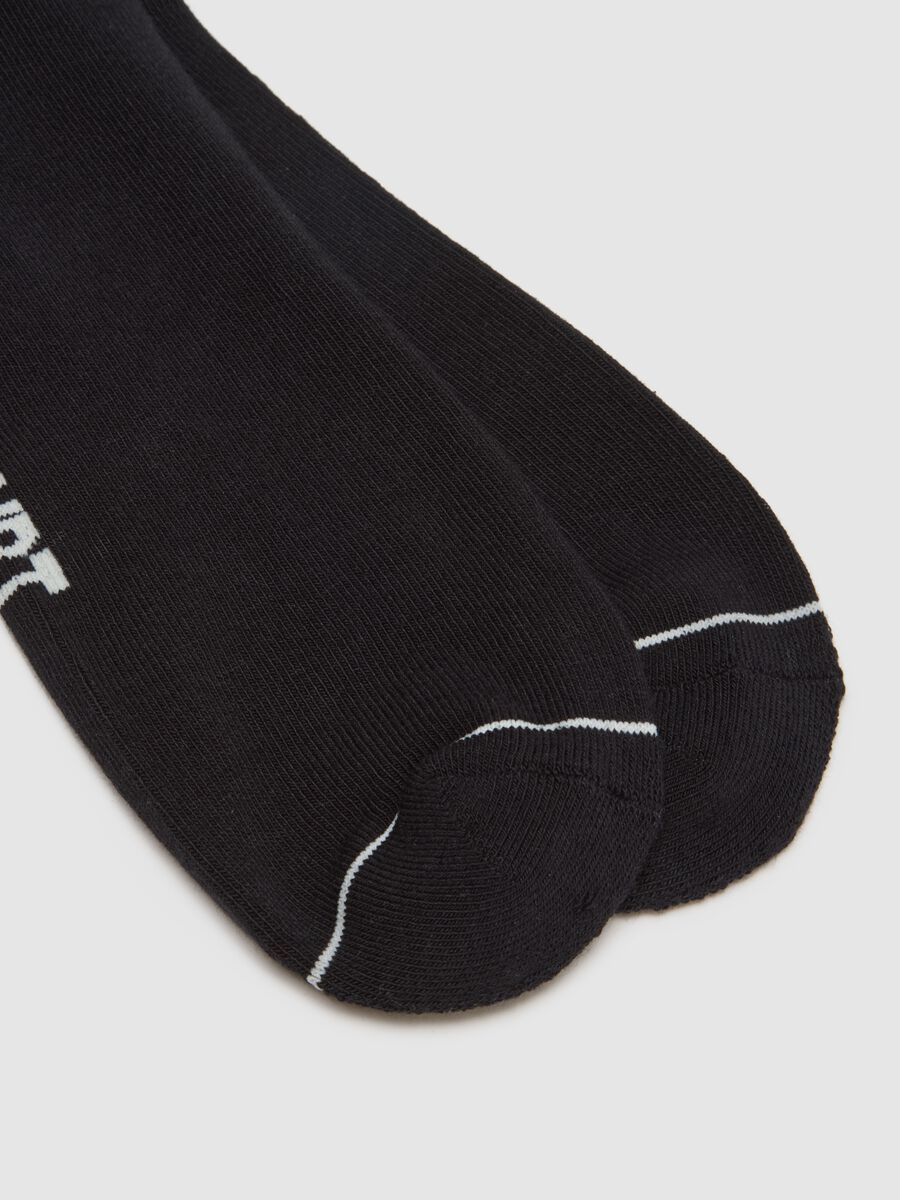 Pack of black sports socks with stripes in cotton blend_1