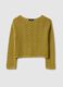 Pure cotton yellow jumper regular fit with perforated pattern_0
