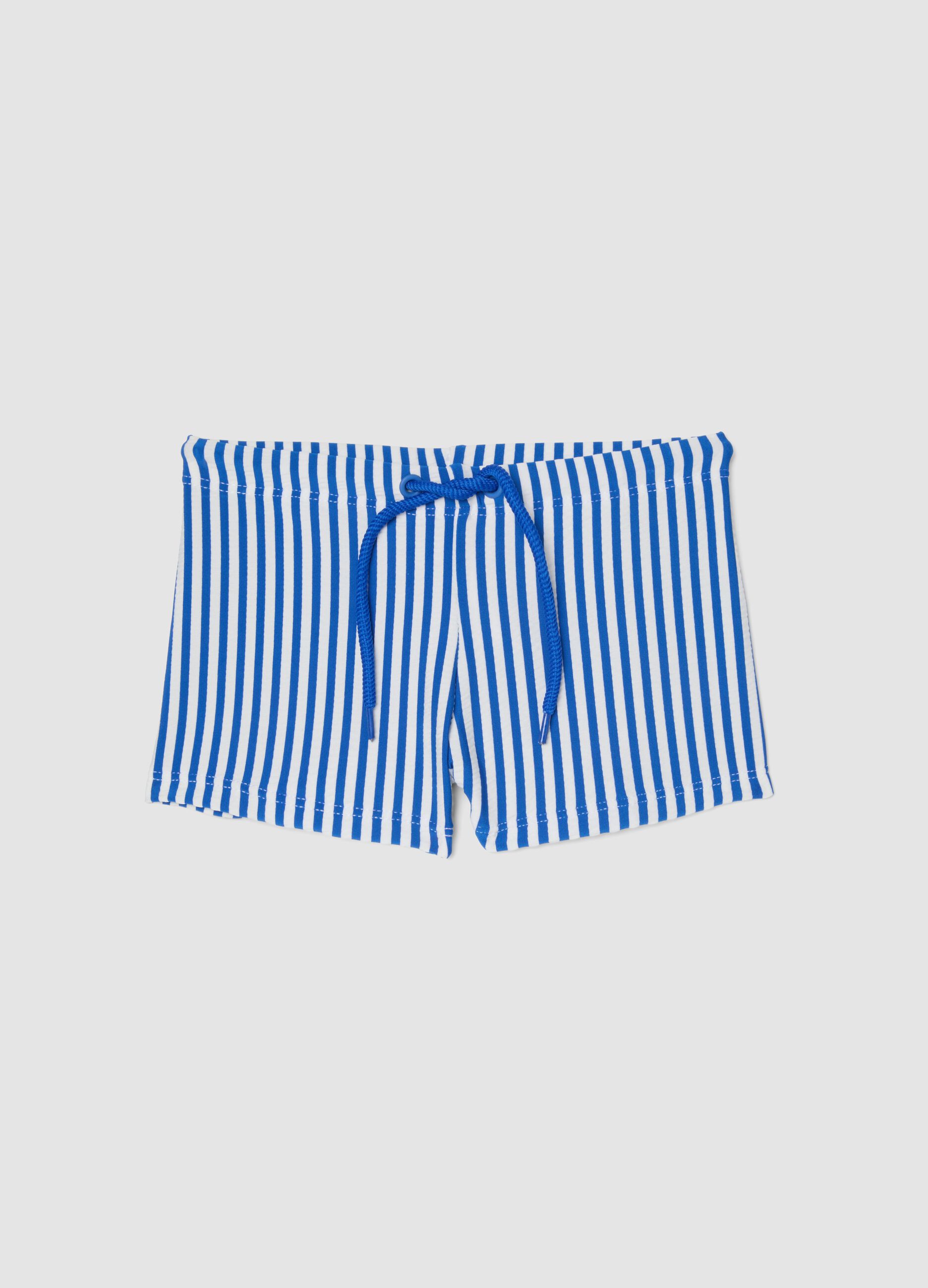 Blau-wei&szlig;e Stretch-Badeboxershorts