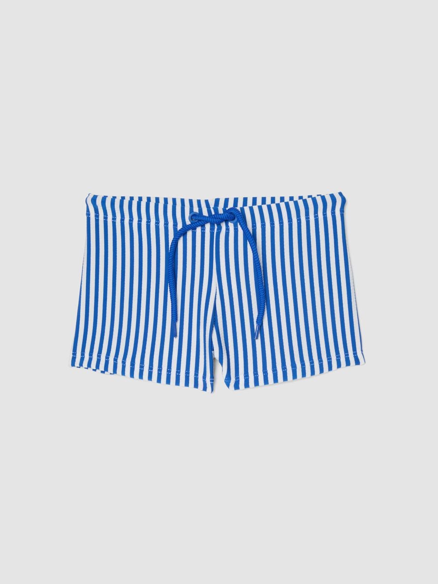 Blau-wei&szlig;e Stretch-Badeboxershorts_0