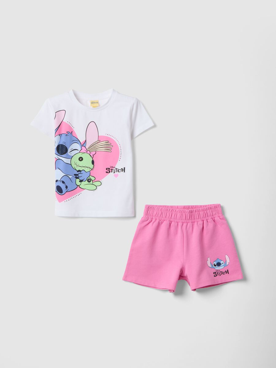 Multicolour Stretch Cotton Set for Girls with Stitch_0