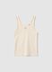 Beige regular fit stretch cotton tank top_4